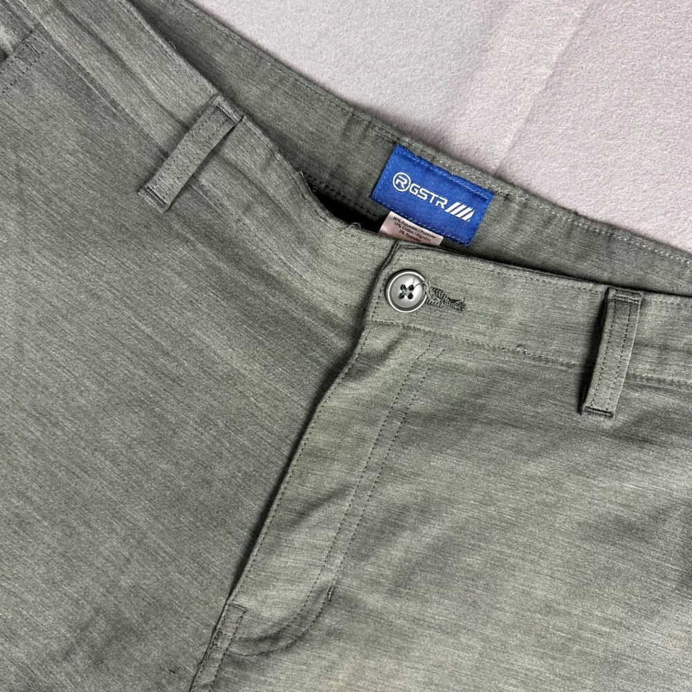 G-Star Raw Flat Front Shorts Mens 38 Green Heathered Stretch Casual Active
